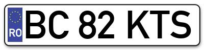 Placuta inmatriculare numar auto  BC-82-KTS, BC 82 KTS, BC82KTS