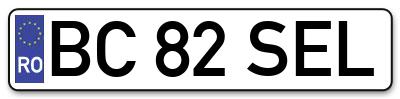 Placuta inmatriculare numar auto  BC-82-SEL, BC 82 SEL, BC82SEL