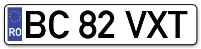 Placuta inmatriculare numar auto  BC-82-VXT, BC 82 VXT, BC82VXT