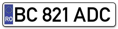 Placuta inmatriculare numar auto  BC-821-ADC, BC 821 ADC, BC821ADC