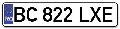 Placuta inmatriculare numar auto  BC-822-LXE, BC 822 LXE, BC822LXE
