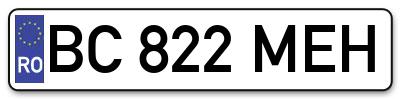 Placuta inmatriculare numar auto  BC-822-MEH, BC 822 MEH, BC822MEH