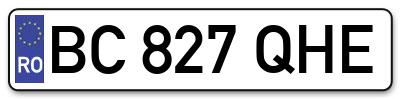 Placuta inmatriculare numar auto  BC-827-QHE, BC 827 QHE, BC827QHE