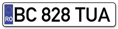 Placuta inmatriculare numar auto  BC-828-TUA, BC 828 TUA, BC828TUA