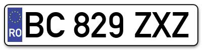 Placuta inmatriculare numar auto  BC-829-ZXZ, BC 829 ZXZ, BC829ZXZ