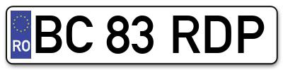 Placuta inmatriculare numar auto  BC-83-RDP, BC 83 RDP, BC83RDP