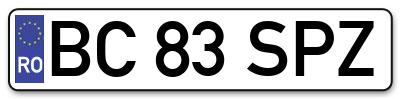 Placuta inmatriculare numar auto  BC-83-SPZ, BC 83 SPZ, BC83SPZ