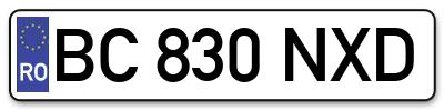 Placuta inmatriculare numar auto  BC-830-NXD, BC 830 NXD, BC830NXD
