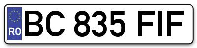 Placuta inmatriculare numar auto  BC-835-FIF, BC 835 FIF, BC835FIF