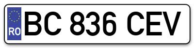 Placuta inmatriculare numar auto  BC-836-CEV, BC 836 CEV, BC836CEV