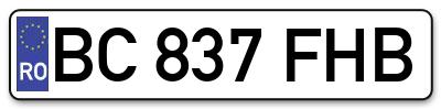 Placuta inmatriculare numar auto  BC-837-FHB, BC 837 FHB, BC837FHB