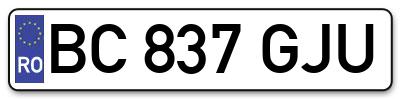 Placuta inmatriculare numar auto  BC-837-GJU, BC 837 GJU, BC837GJU