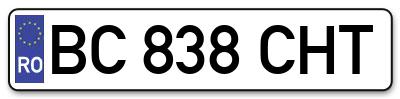 Placuta inmatriculare numar auto  BC-838-CHT, BC 838 CHT, BC838CHT