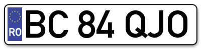 Placuta inmatriculare numar auto  BC-84-QJO, BC 84 QJO, BC84QJO