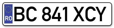 Placuta inmatriculare numar auto  BC-841-XCY, BC 841 XCY, BC841XCY