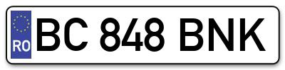 Placuta inmatriculare numar auto  BC-848-BNK, BC 848 BNK, BC848BNK