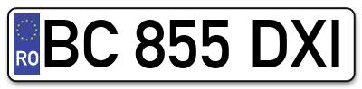 Placuta inmatriculare numar auto  BC-855-DXI, BC 855 DXI, BC855DXI