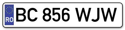 Placuta inmatriculare numar auto  BC-856-WJW, BC 856 WJW, BC856WJW