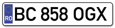 Placuta inmatriculare numar auto  BC-858-OGX, BC 858 OGX, BC858OGX