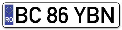 Placuta inmatriculare numar auto  BC-86-YBN, BC 86 YBN, BC86YBN