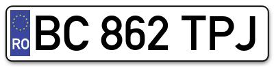 Placuta inmatriculare numar auto  BC-862-TPJ, BC 862 TPJ, BC862TPJ