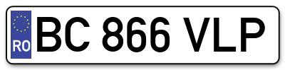Placuta inmatriculare numar auto  BC-866-VLP, BC 866 VLP, BC866VLP