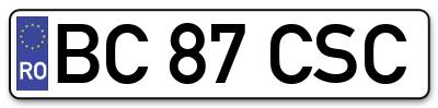 Placuta inmatriculare numar auto  BC-87-CSC, BC 87 CSC, BC87CSC