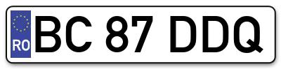 Placuta inmatriculare numar auto  BC-87-DDQ, BC 87 DDQ, BC87DDQ
