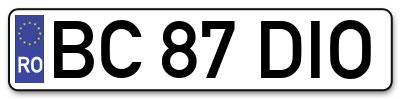 Placuta inmatriculare numar auto  BC-87-DIO, BC 87 DIO, BC87DIO