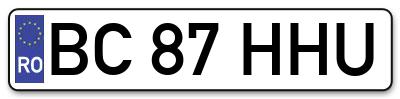 Placuta inmatriculare numar auto  BC-87-HHU, BC 87 HHU, BC87HHU