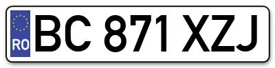 Placuta inmatriculare numar auto  BC-871-XZJ, BC 871 XZJ, BC871XZJ