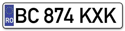 Placuta inmatriculare numar auto  BC-874-KXK, BC 874 KXK, BC874KXK