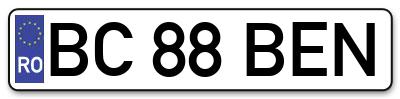 Placuta inmatriculare numar auto  BC-88-BEN, BC 88 BEN, BC88BEN