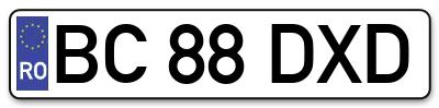 Placuta inmatriculare numar auto  BC-88-DXD, BC 88 DXD, BC88DXD