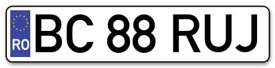 Placuta inmatriculare numar auto  BC-88-RUJ, BC 88 RUJ, BC88RUJ