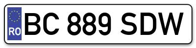 Placuta inmatriculare numar auto  BC-889-SDW, BC 889 SDW, BC889SDW