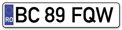 Placuta inmatriculare numar auto  BC-89-FQW, BC 89 FQW, BC89FQW