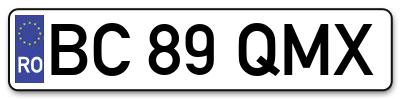 Placuta inmatriculare numar auto  BC-89-QMX, BC 89 QMX, BC89QMX