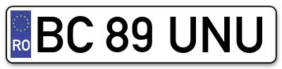 Placuta inmatriculare numar auto  BC-89-UNU, BC 89 UNU, BC89UNU