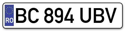 Placuta inmatriculare numar auto  BC-894-UBV, BC 894 UBV, BC894UBV
