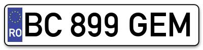 Placuta inmatriculare numar auto  BC-899-GEM, BC 899 GEM, BC899GEM