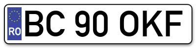 Placuta inmatriculare numar auto  BC-90-OKF, BC 90 OKF, BC90OKF