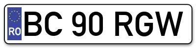 Placuta inmatriculare numar auto  BC-90-RGW, BC 90 RGW, BC90RGW