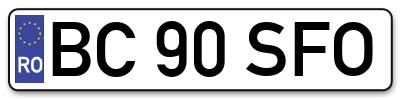 Placuta inmatriculare numar auto  BC-90-SFO, BC 90 SFO, BC90SFO