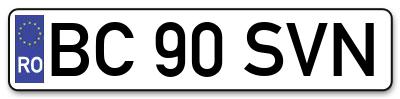 Placuta inmatriculare numar auto  BC-90-SVN, BC 90 SVN, BC90SVN