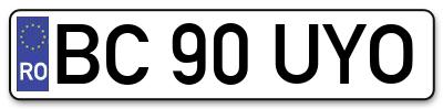 Placuta inmatriculare numar auto  BC-90-UYO, BC 90 UYO, BC90UYO