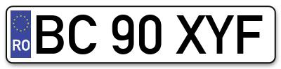 Placuta inmatriculare numar auto  BC-90-XYF, BC 90 XYF, BC90XYF