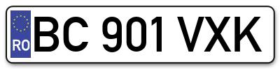 Placuta inmatriculare numar auto  BC-901-VXK, BC 901 VXK, BC901VXK