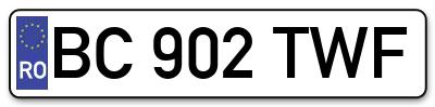 Placuta inmatriculare numar auto  BC-902-TWF, BC 902 TWF, BC902TWF
