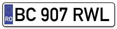 Placuta inmatriculare numar auto  BC-907-RWL, BC 907 RWL, BC907RWL